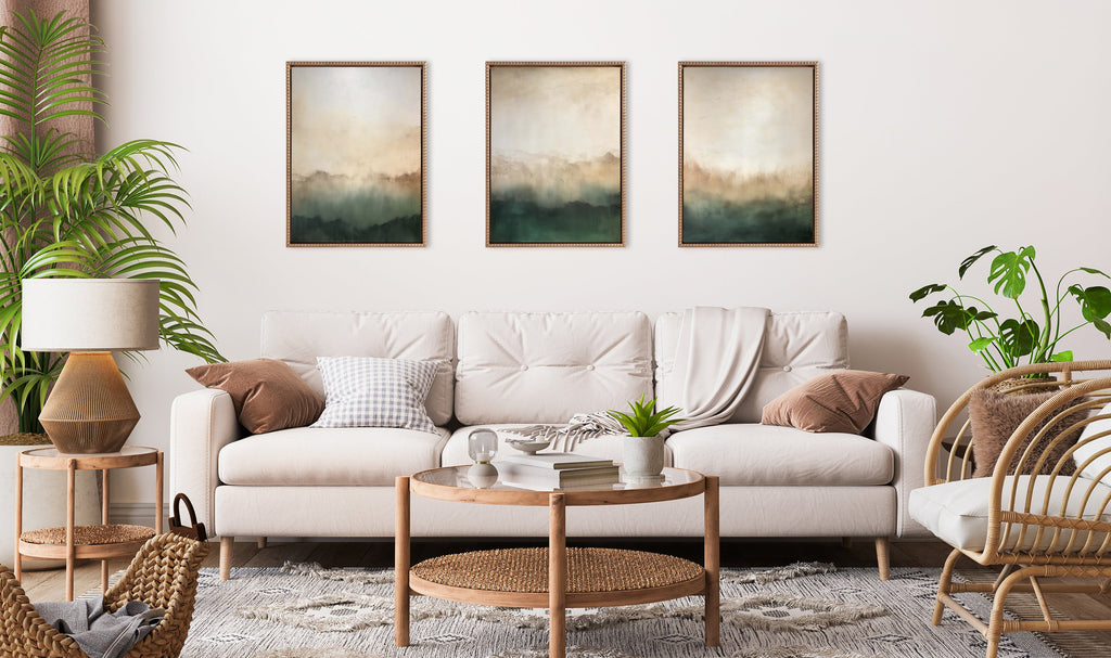 Sylvie Green Mountain Abstract I, II and III Framed Canvas Art Set by Amy Lighthall