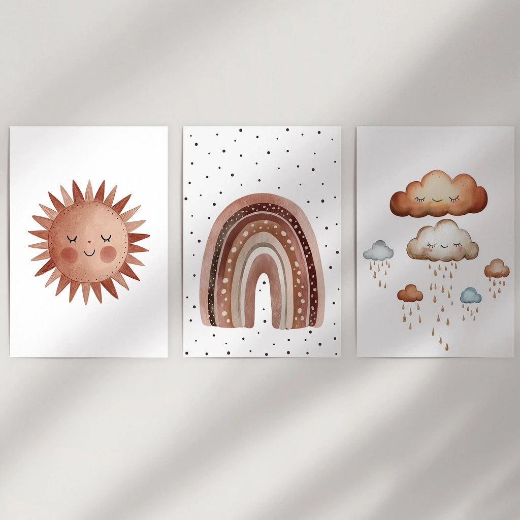 Earthy Rainbow Nursery Wall Art Set