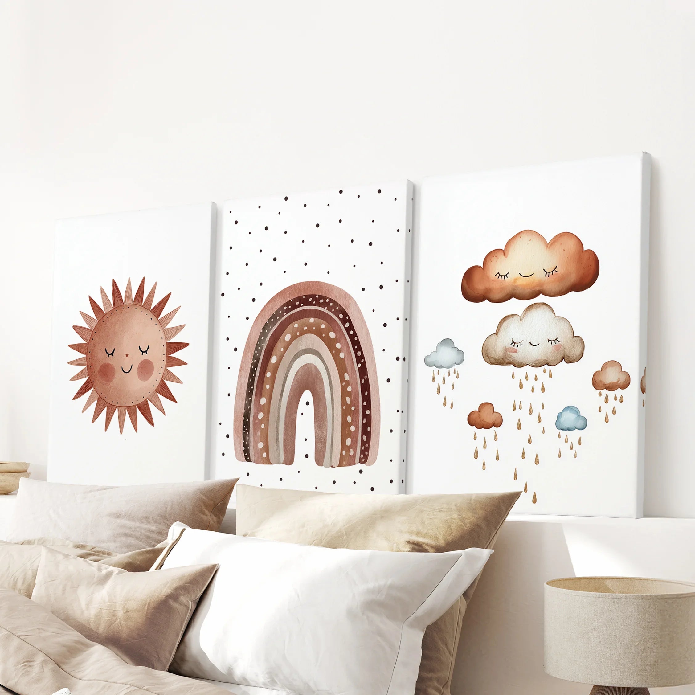Earthy Rainbow Nursery Wall Art Set