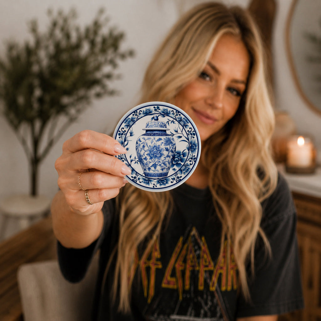 Blue & White Chinoiserie Ceramic Coasters