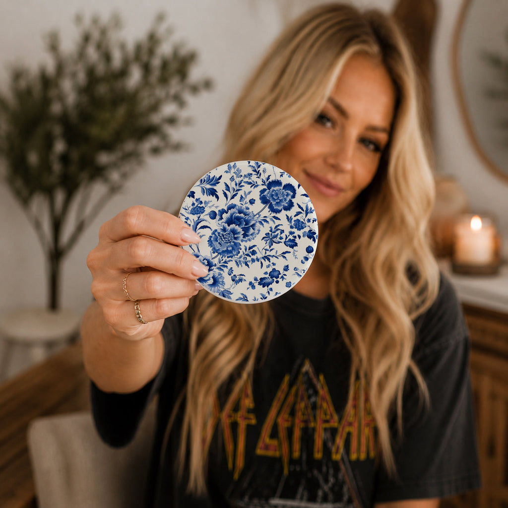 Blue & White Chinoiserie Ceramic Coasters