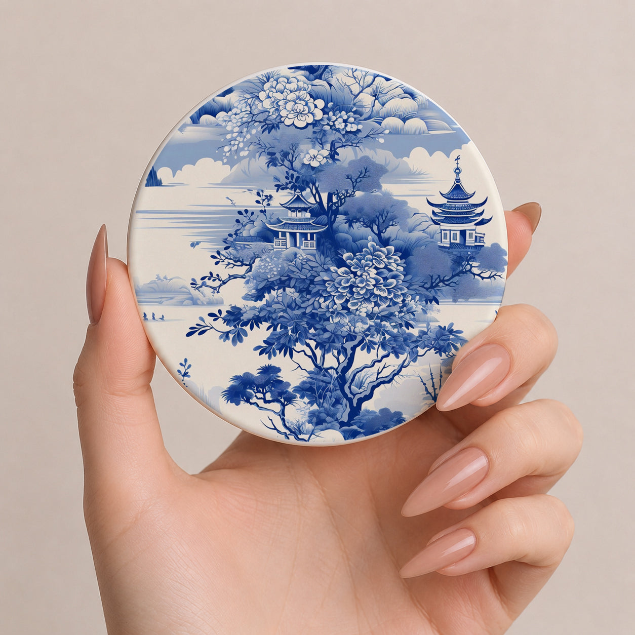 Blue & White Chinoiserie Ceramic Coasters