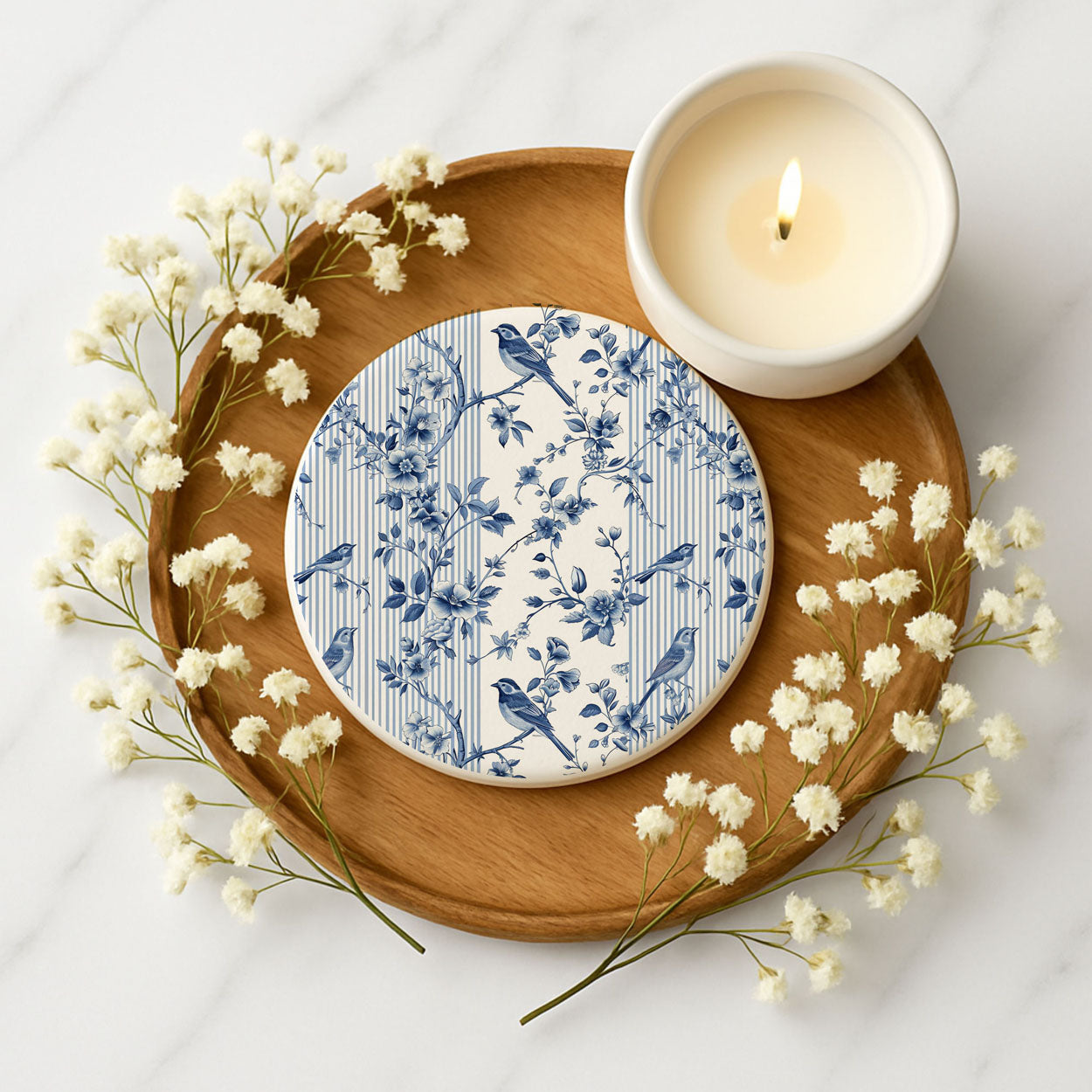 Blue & White Chinoiserie Ceramic Coasters