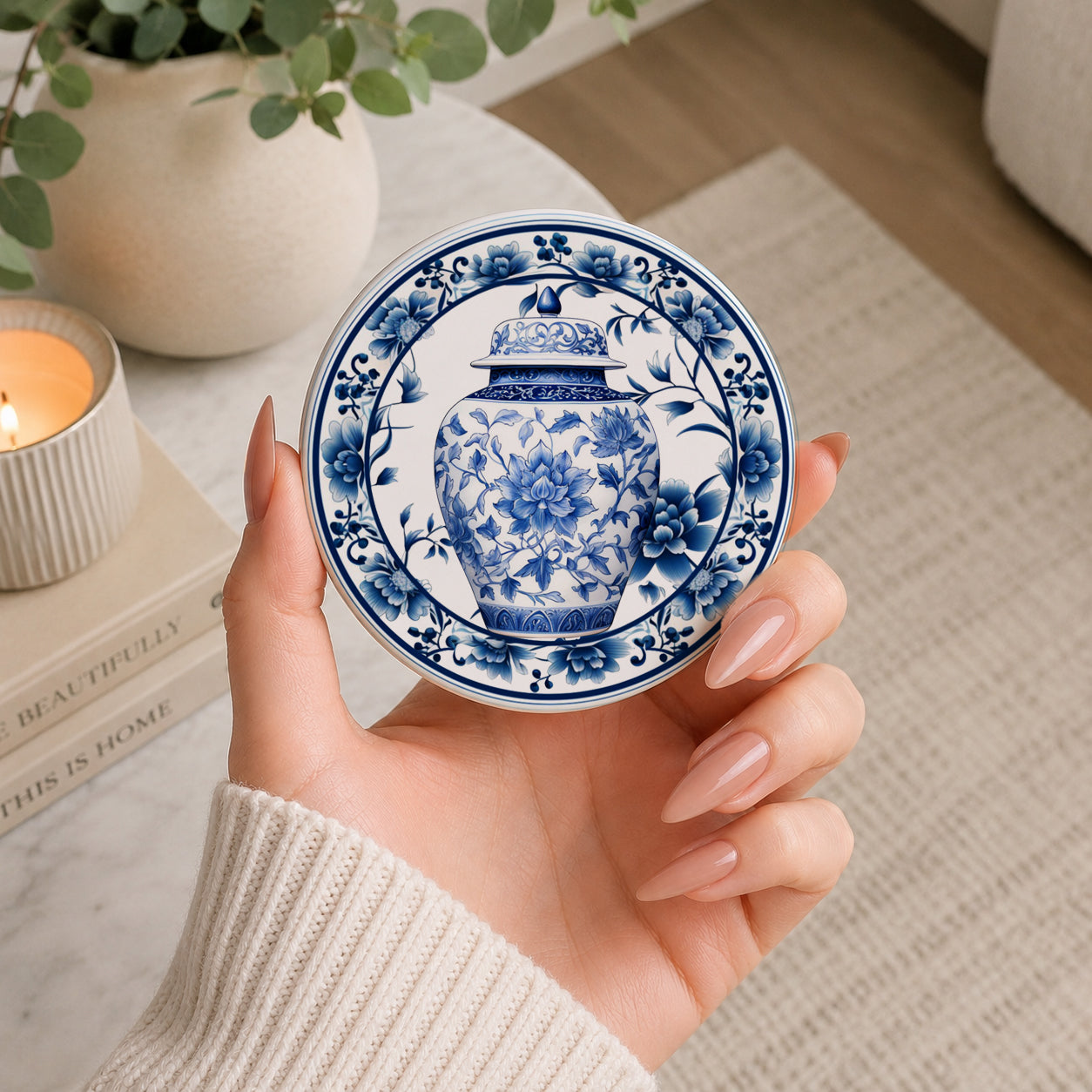 Blue & White Chinoiserie Ceramic Coasters