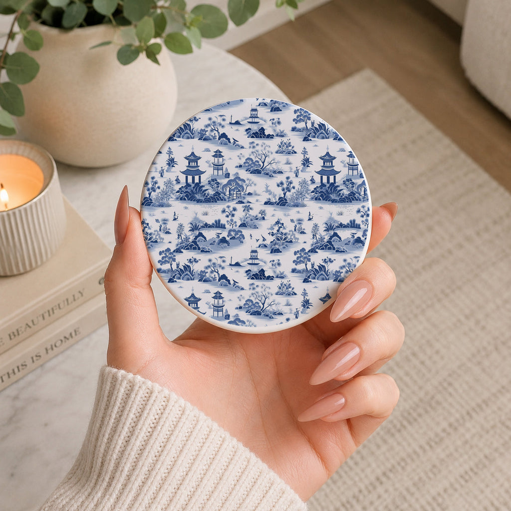 Blue & White Chinoiserie Ceramic Coasters