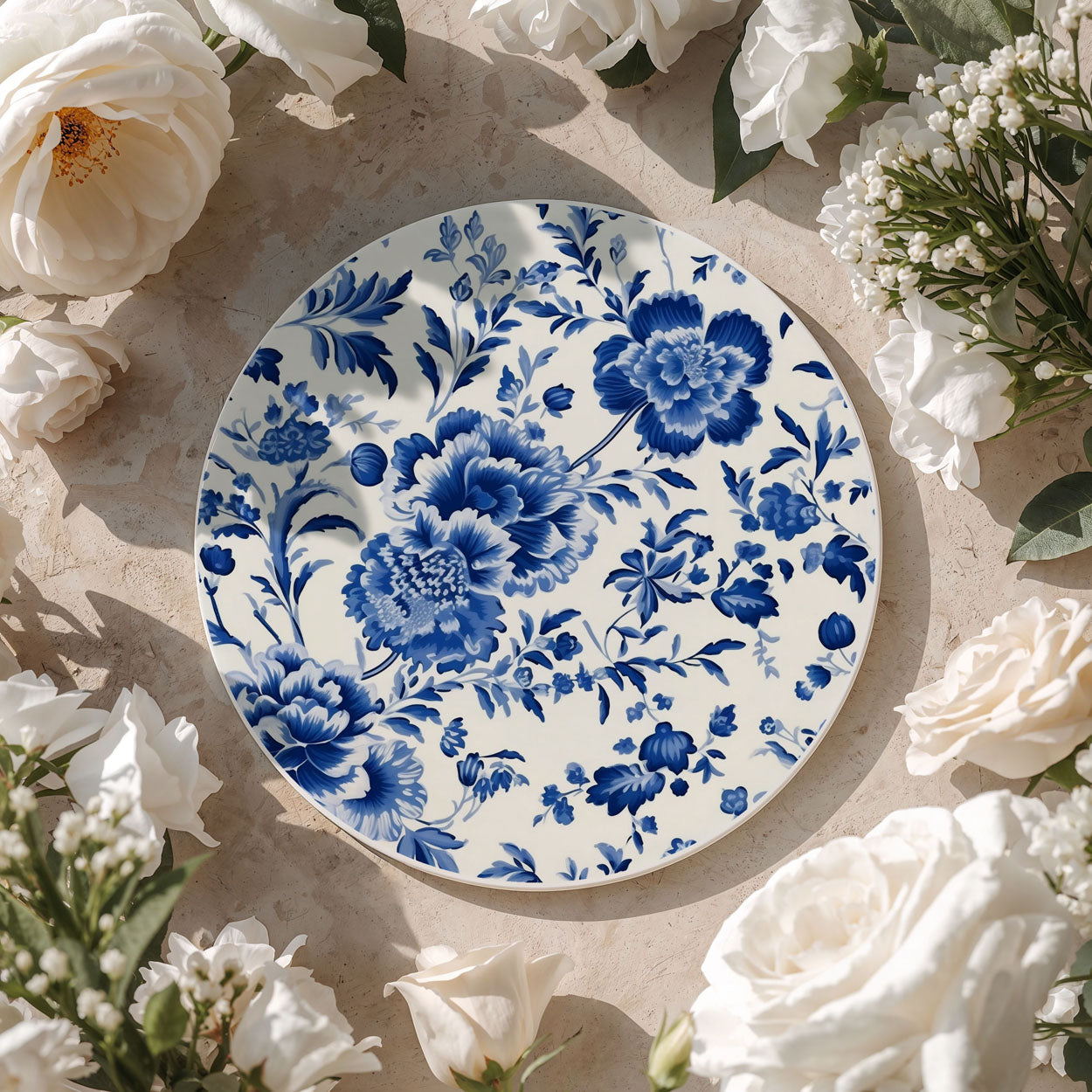 Blue & White Chinoiserie Ceramic Coasters