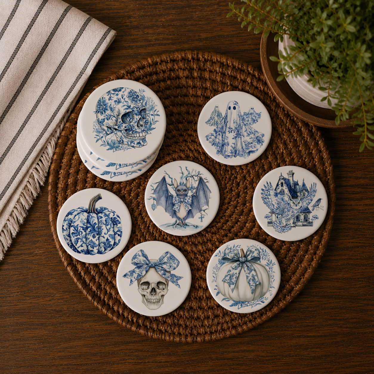 Chinoiserie Halloween Coasters