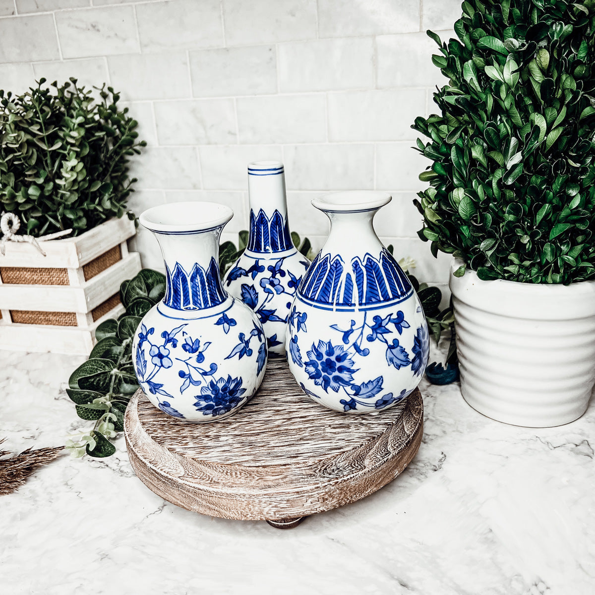 Blue & White Canton Vases