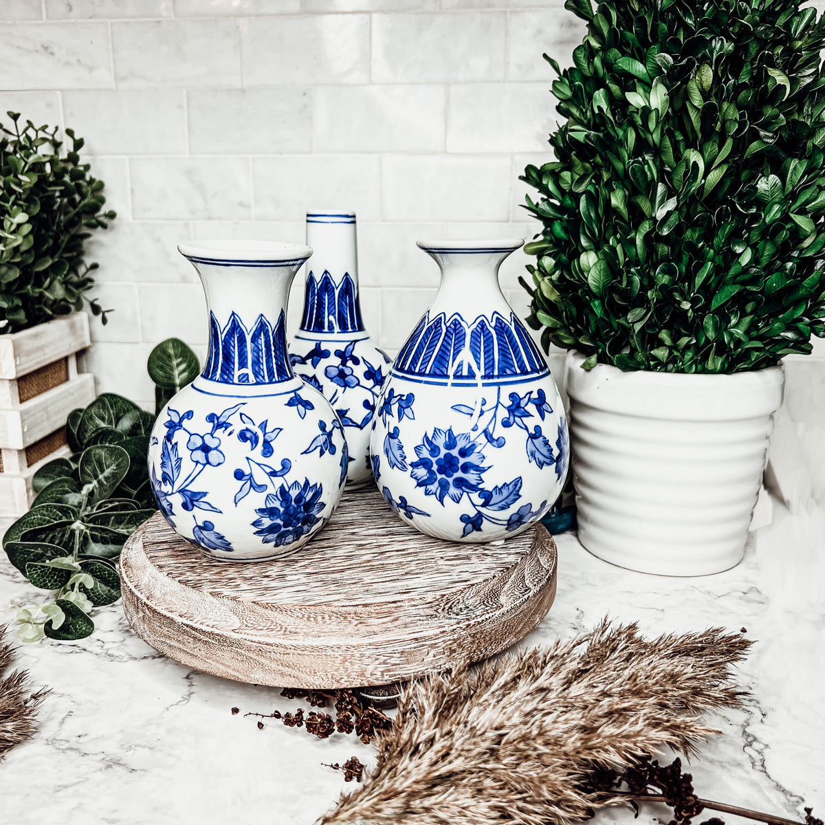 Blue & White Canton Vases