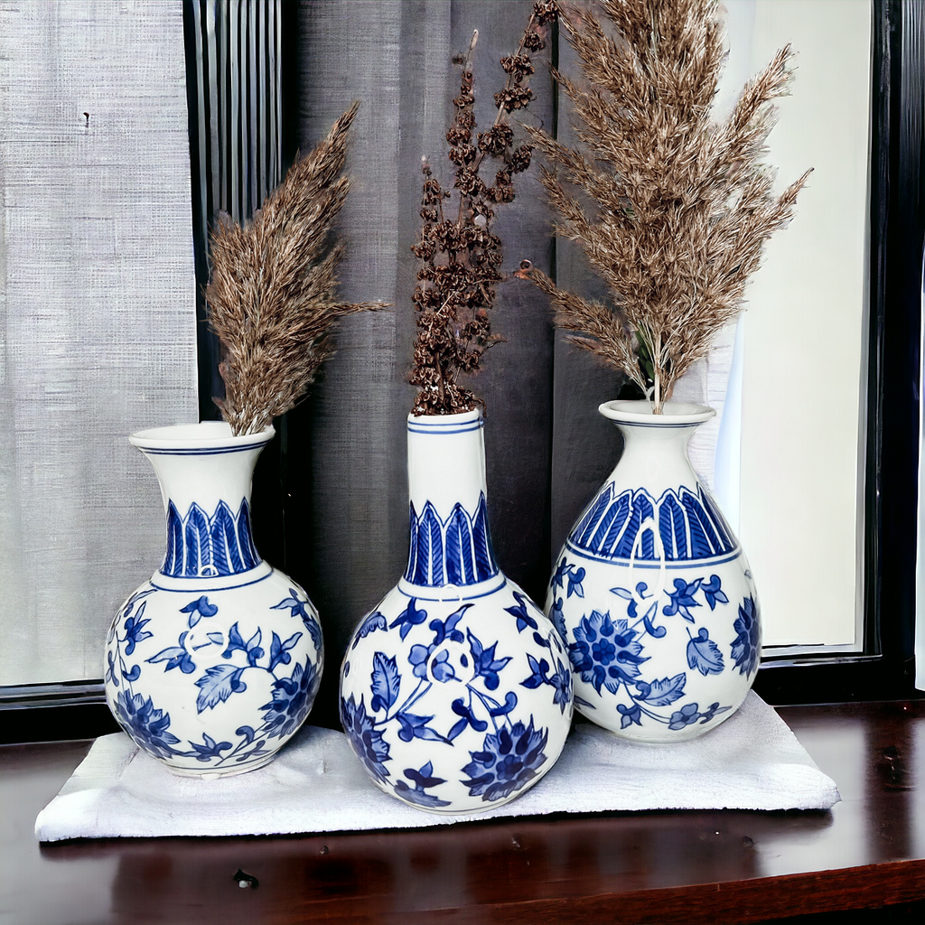 Blue & White Canton Vases