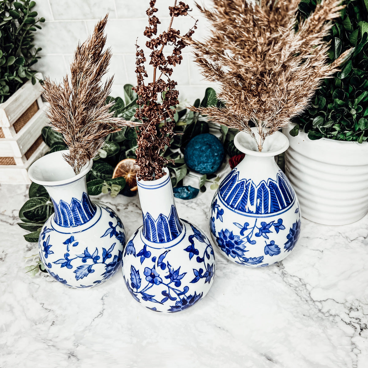 Blue & White Canton Vases