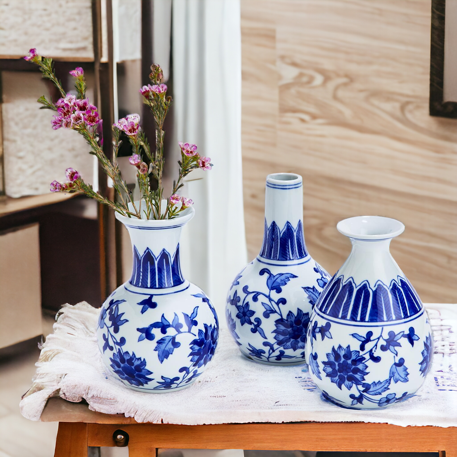 Blue & White Canton Vases