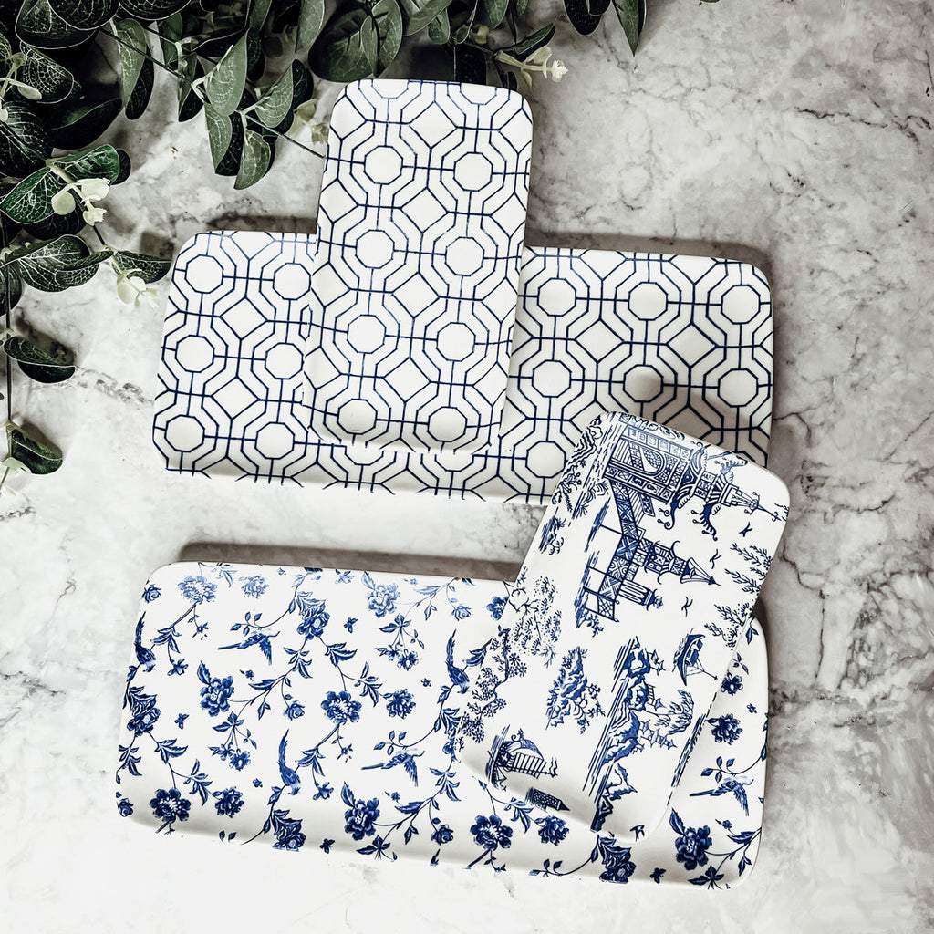 Blue & White Chinoiserie Serving Tray Set