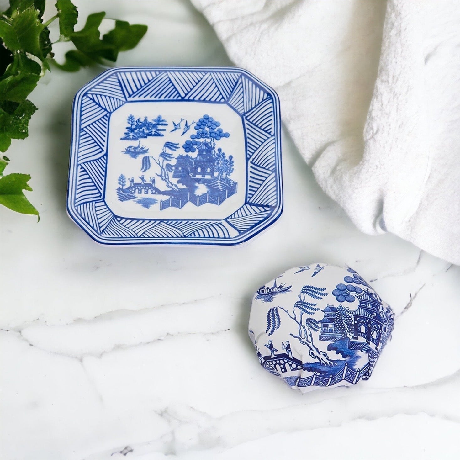 Blue & White Chinoiserie Soap & Trinket Dishes