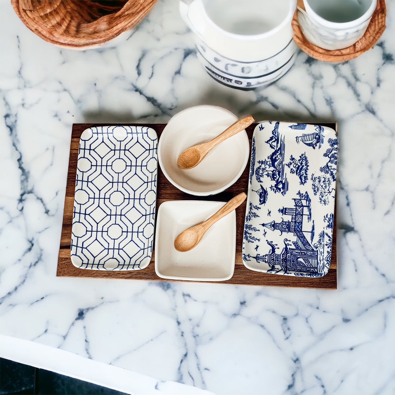 Blue & White Chinoiserie Tapas Set — 7 Piece