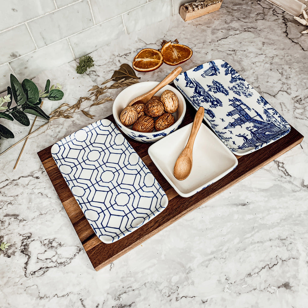 Blue & White Chinoiserie Tapas Set — 7 Piece