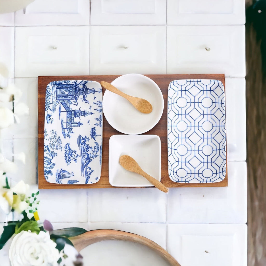 Blue & White Chinoiserie Tapas Set — 7 Piece