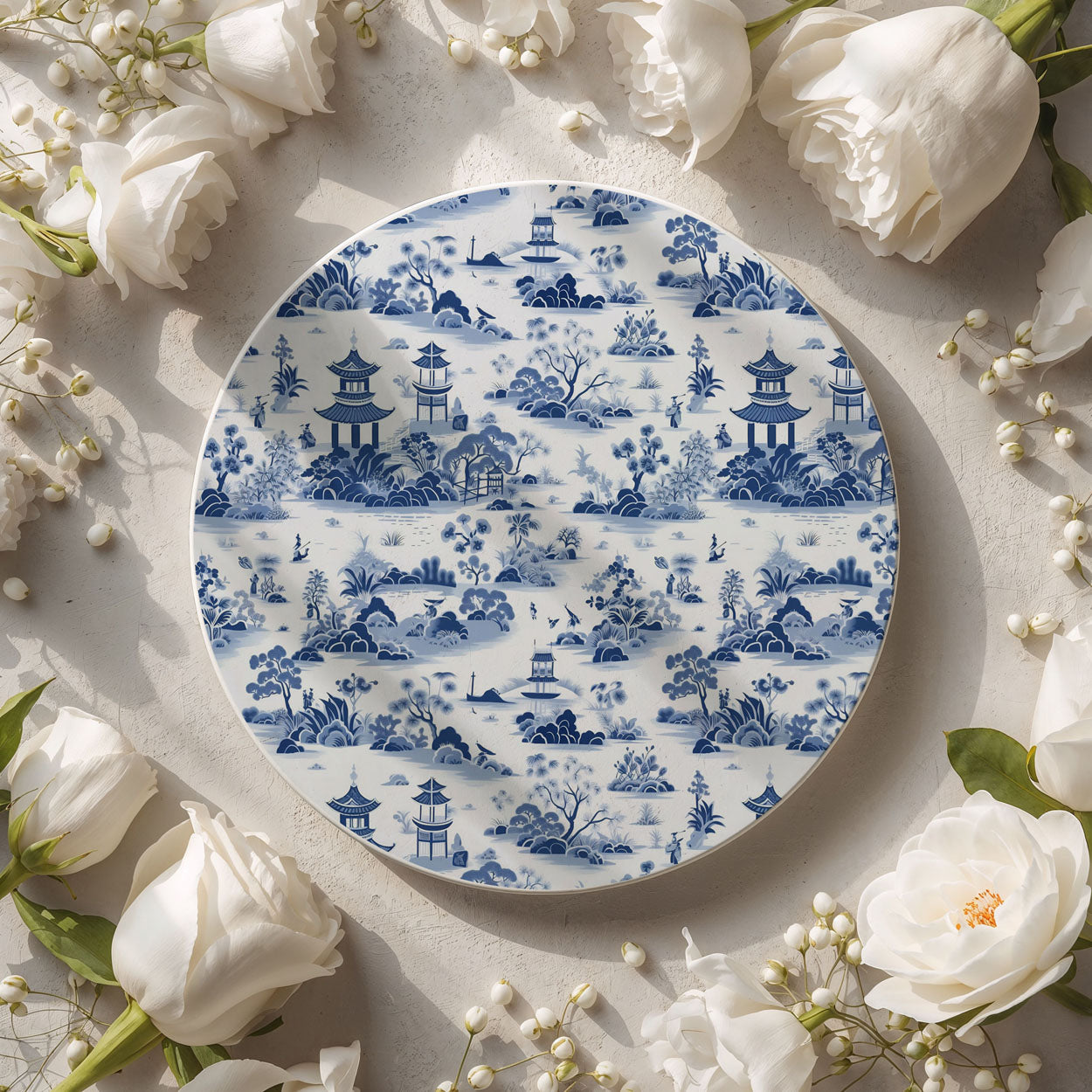 Blue & White Chinoiserie Ceramic Coasters