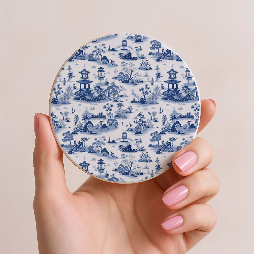 Blue & White Chinoiserie Ceramic Coasters