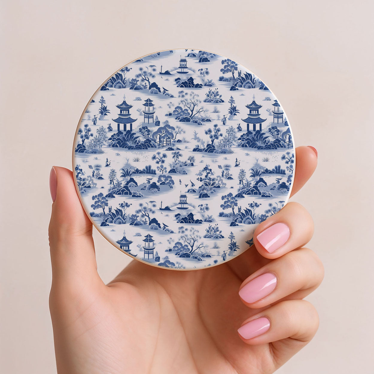 Blue & White Chinoiserie Ceramic Coasters