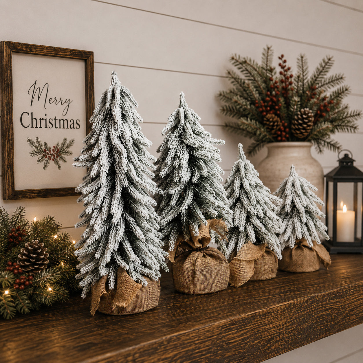 Flocked Mini Christmas Trees