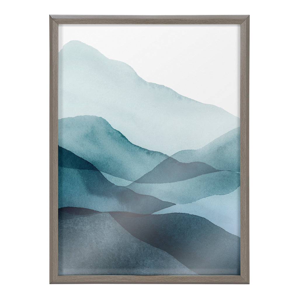 Blake Blue Mountain Range Framed Printed Glass by Amy Lighthall