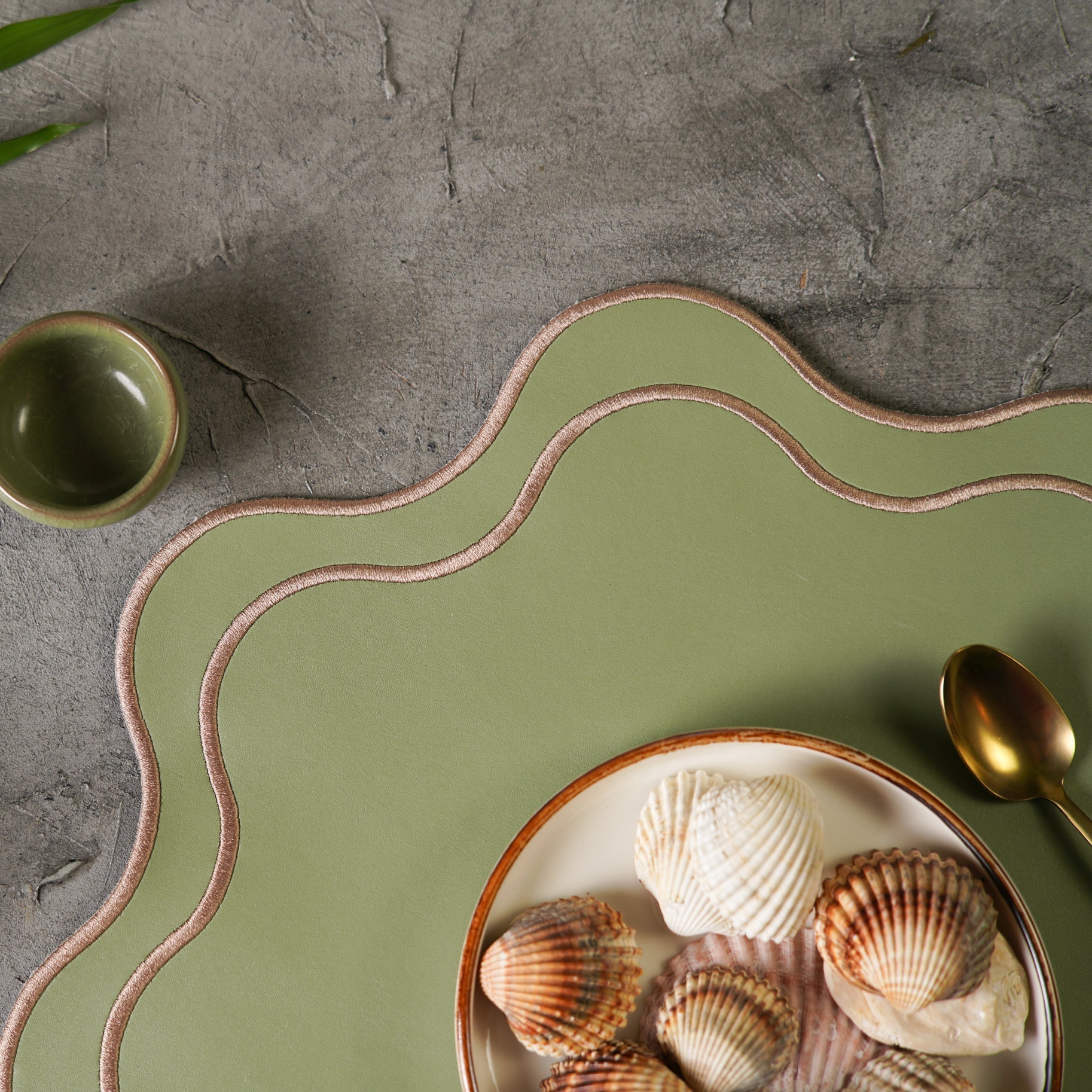 HAVEN LIGHT GREEN FAUX LEATHER PLACEMAT (Set Of 4)
