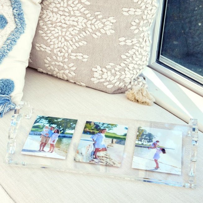 Clear Acrylic Scallop Handle Photo Tray