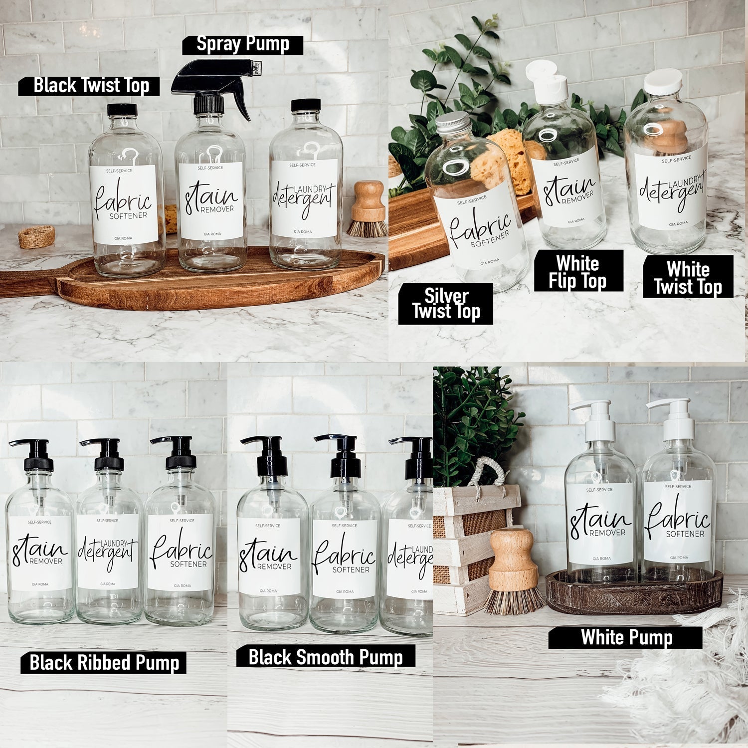 Clear Glass Refillable Soap Dispenser — 16 oz