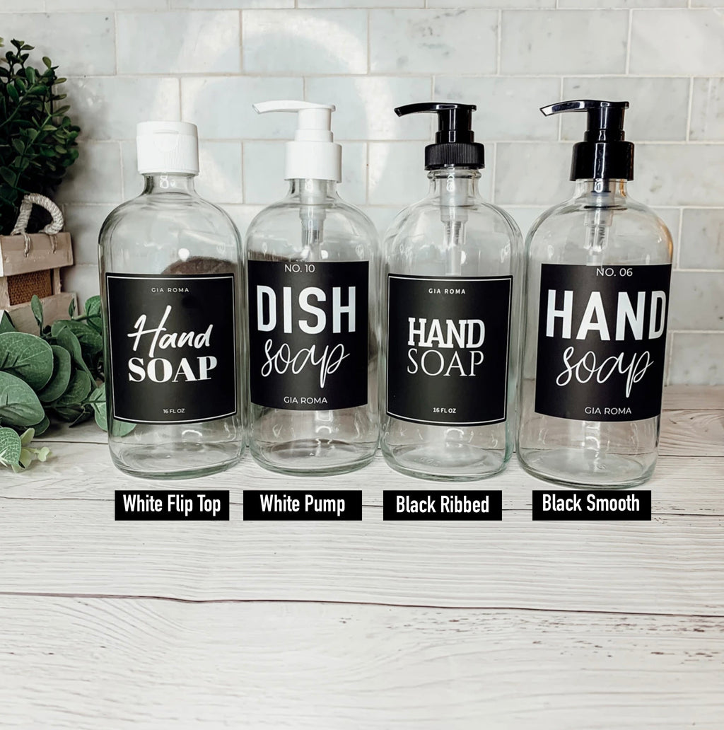 Clear Glass Refillable Soap Dispenser — 16 oz