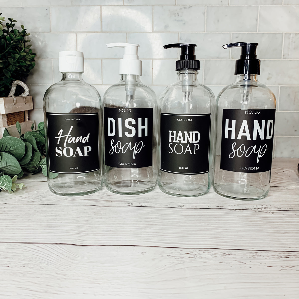 Clear Glass Refillable Soap Dispenser — 16 oz