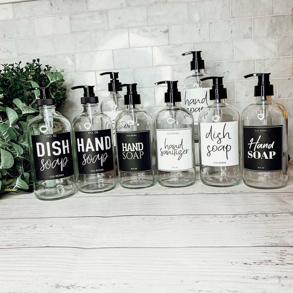 Clear Glass Refillable Soap Dispenser — 16 oz