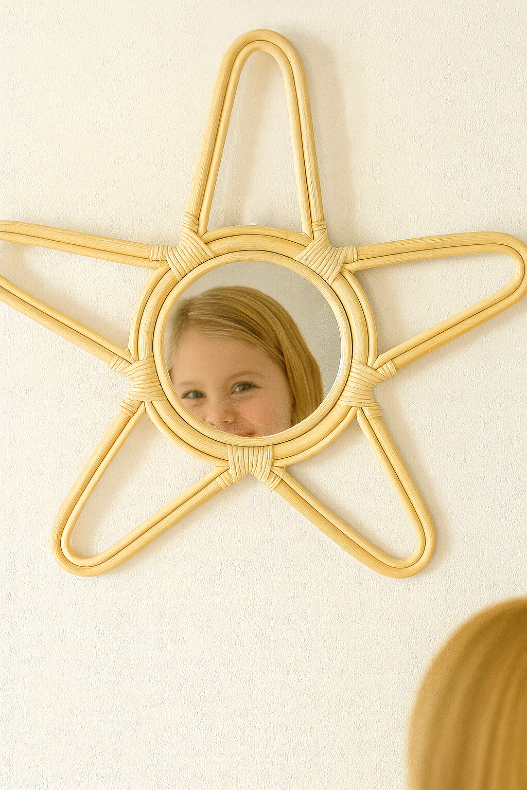 Natural Rattan Star Wall Mirror