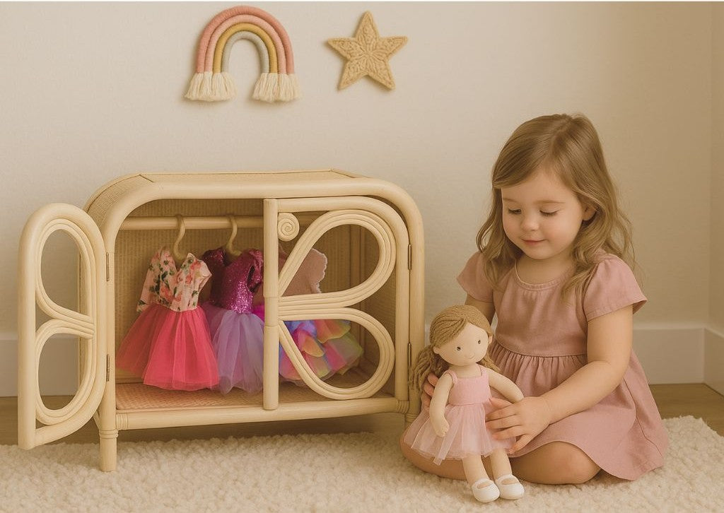 Rattan Doll Wardrobe