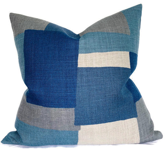 Collage Pillow Cover in Indigo Gray, Peter Dunham Textiles