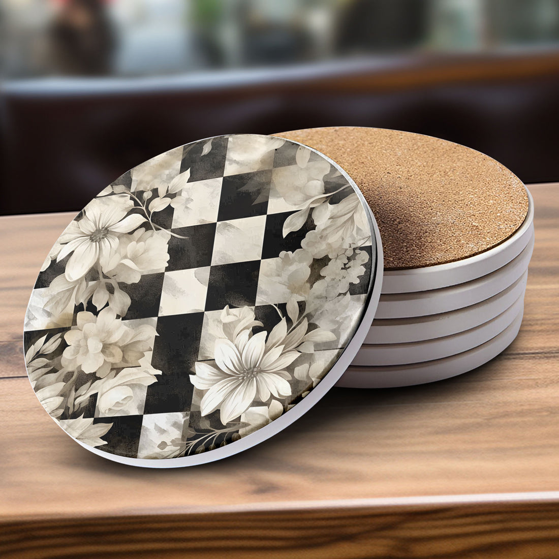 Courtly Check Ceramic Coasters