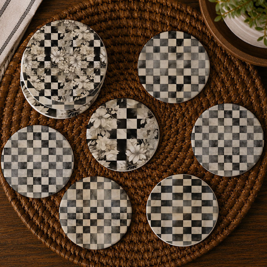 Courtly Check Ceramic Coasters