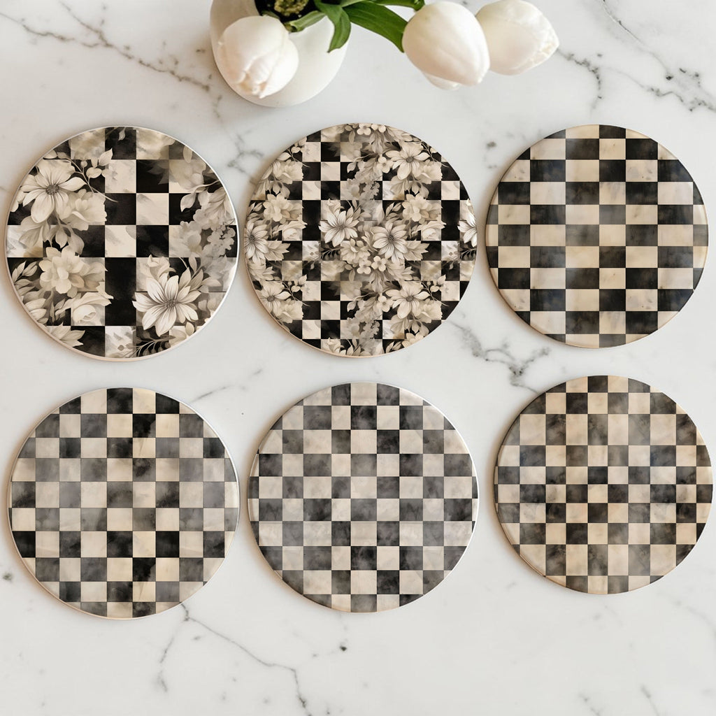 Courtly Check Ceramic Coasters