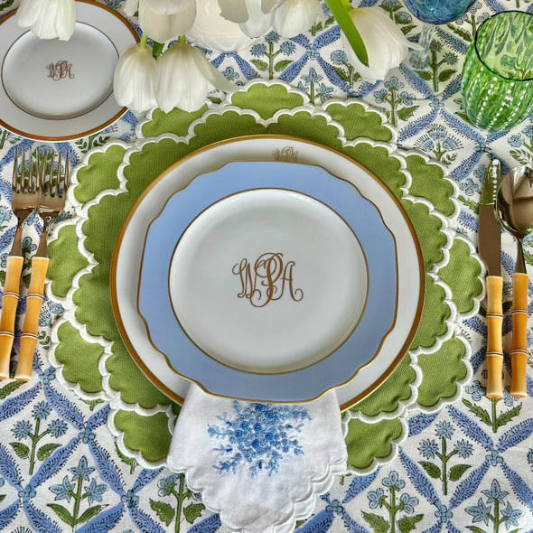 CRESSIDA GREEN ROUND FABRIC PLACEMAT (Set Of 4)
