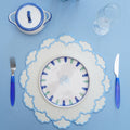 CRESSIDA BLUE & WHITE SCALLOPED FABRIC PLACEMAT (Set Of 4)