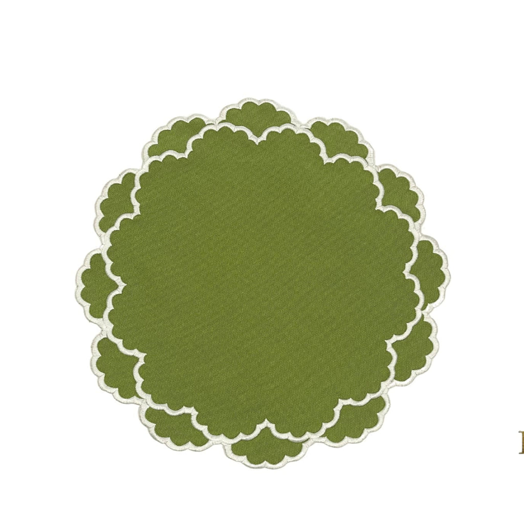 CRESSIDA GREEN ROUND FABRIC PLACEMAT (Set Of 4)