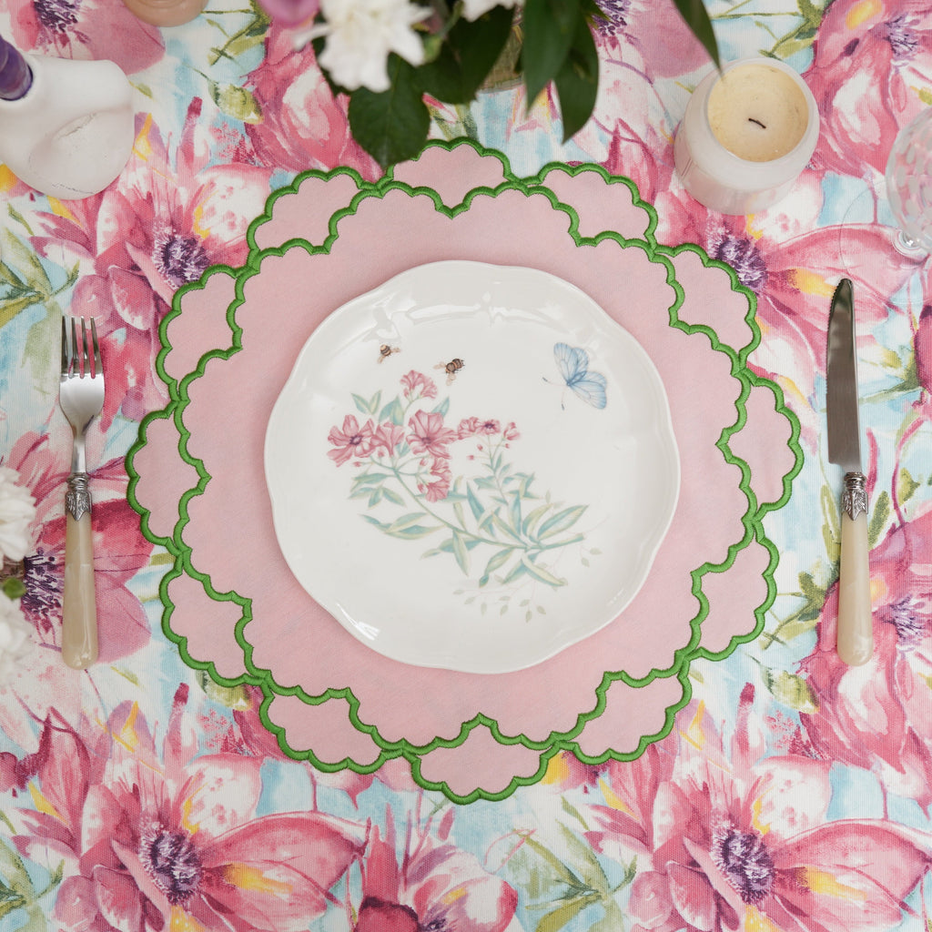 CRESSIDA LIGHT PINK ROUND FABRIC PLACEMAT (Set Of 4)