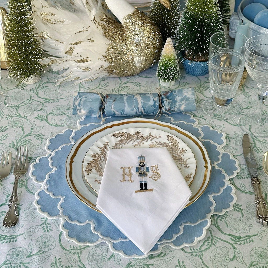 CRESSIDA SCALLOPED BLUE FABRIC PLACEMAT (Set Of 4)