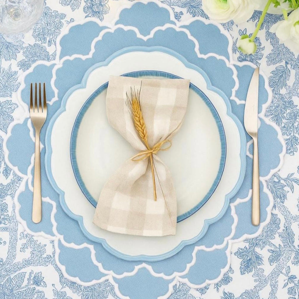 CRESSIDA SCALLOPED BLUE FABRIC PLACEMAT (Set Of 4)