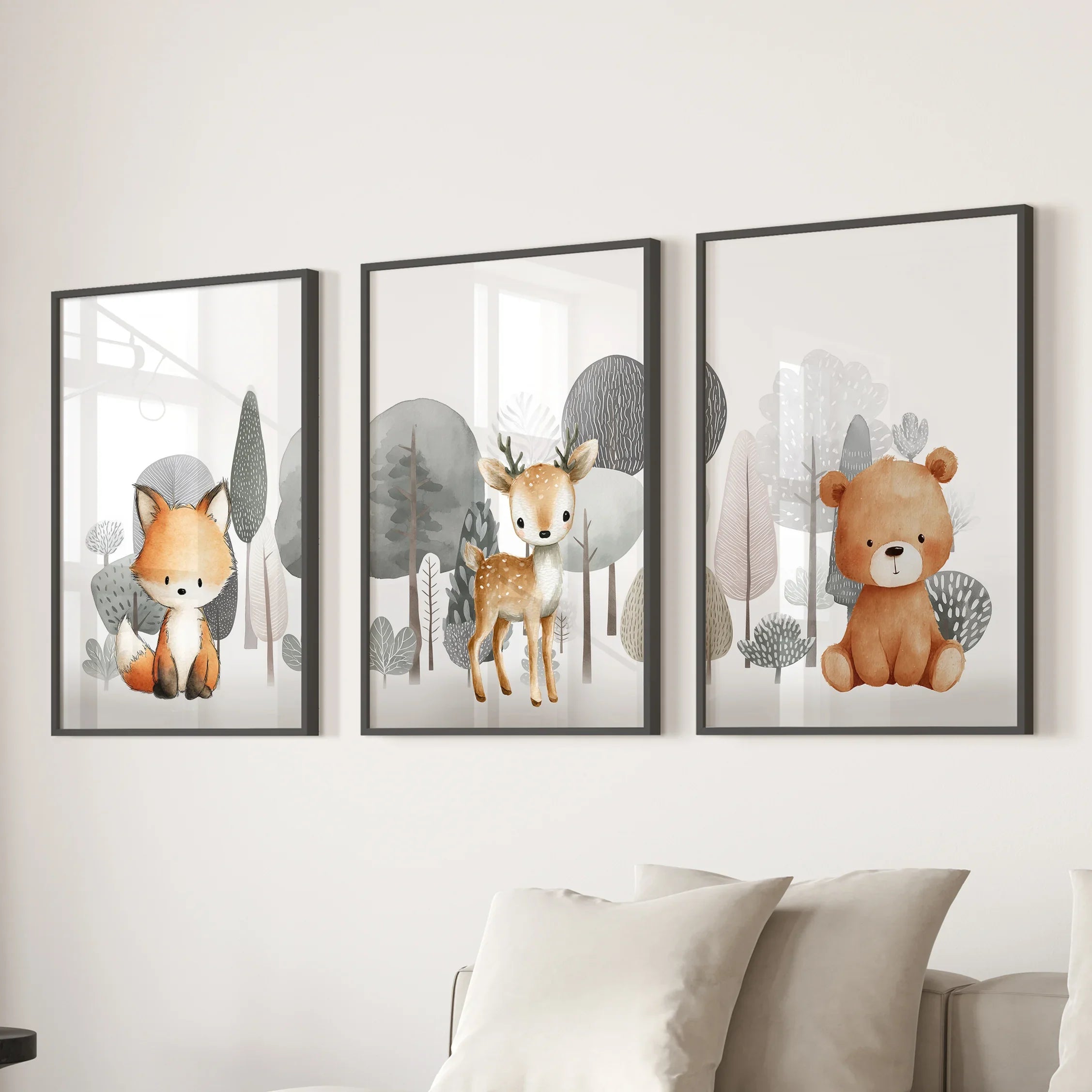 Woodland Animal Nursery Wall Art Set