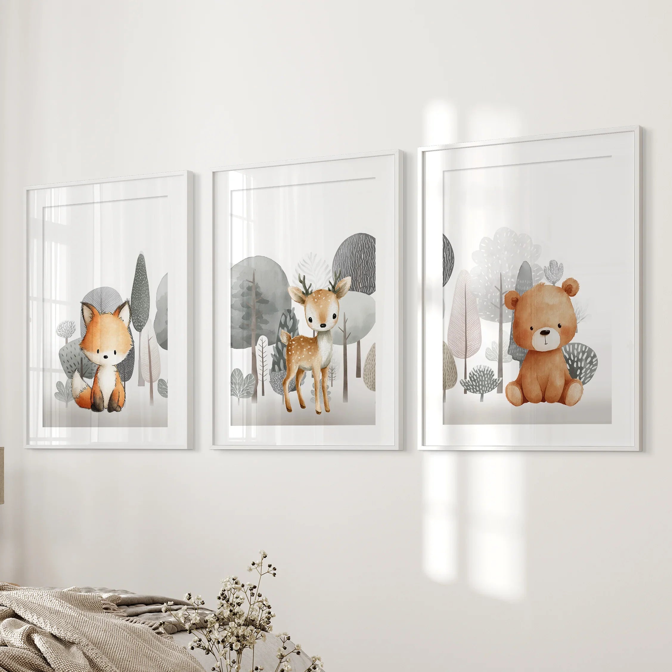 Woodland Animal Nursery Wall Art Set
