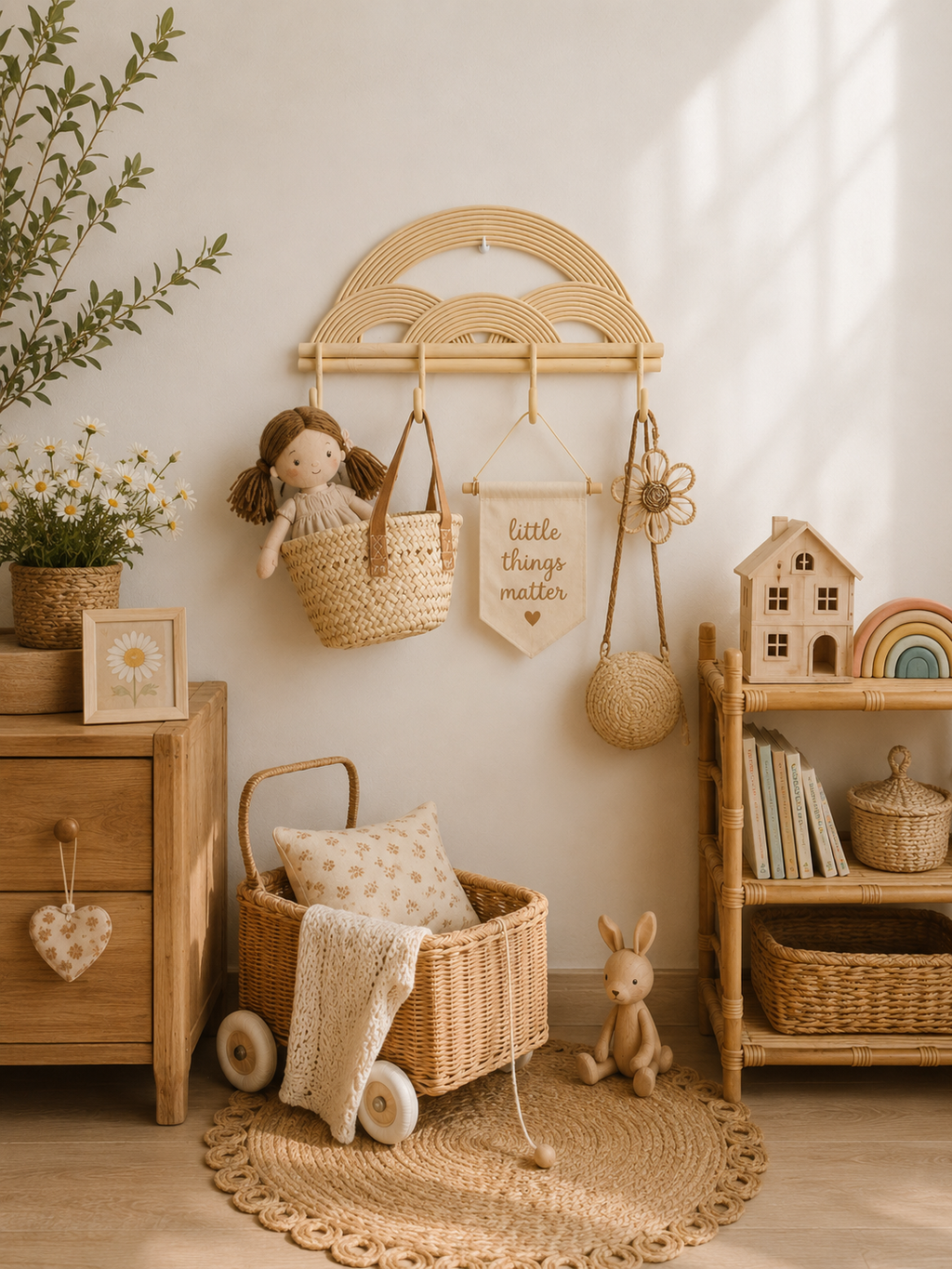 Natural Rattan Rainbow Wall Rack