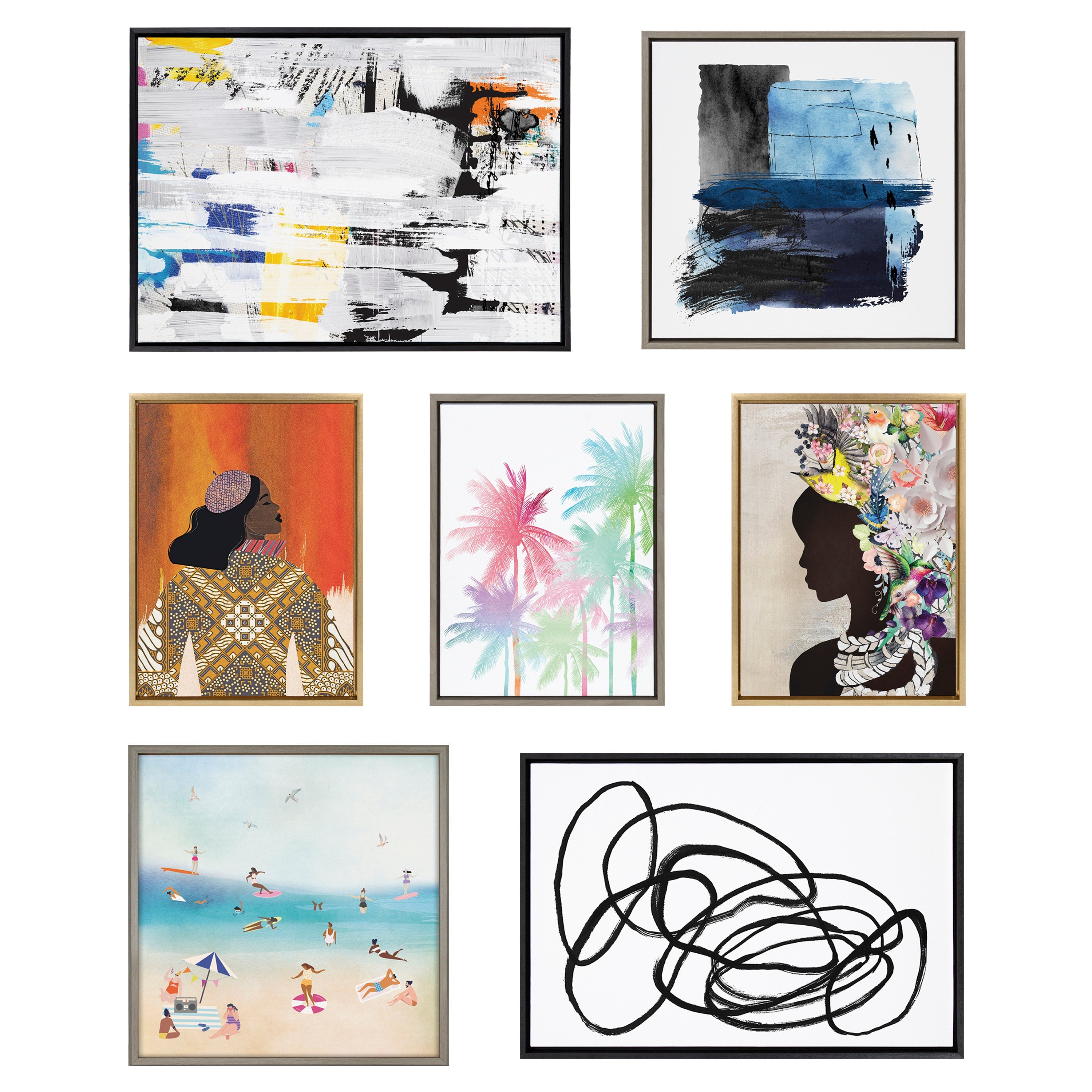Sylvie Ring of Light and Ring of Light 2 Framed Canvas Art Set by Nikki Chu