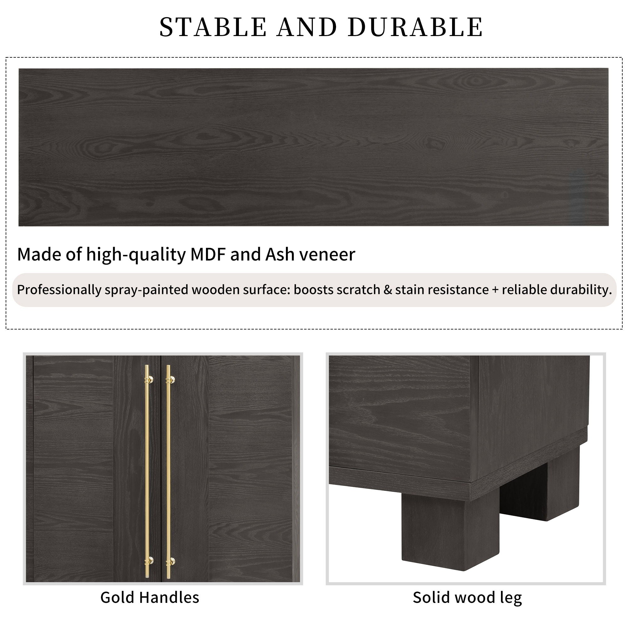 Modern Wood Sideboard with Adjustable Shelves