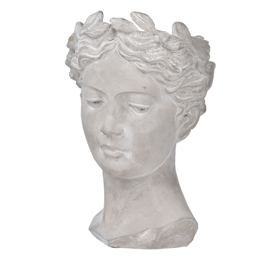 Greek-Style Cement Head Planter — Gray